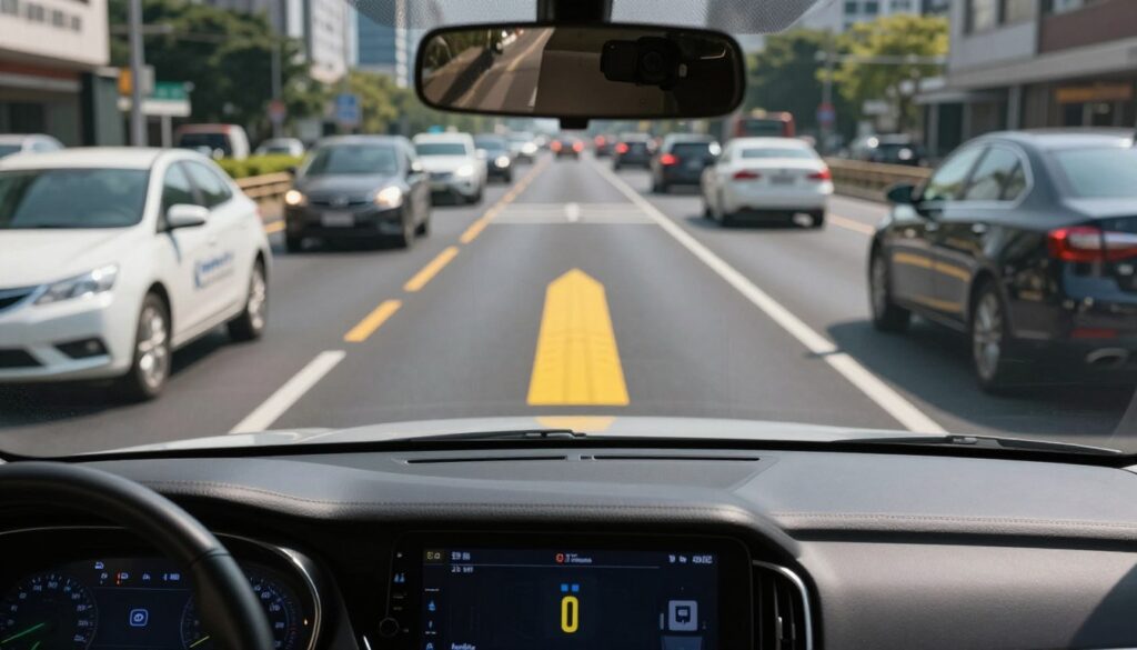Forward-facing camera tracking lane markings for lane departure warning